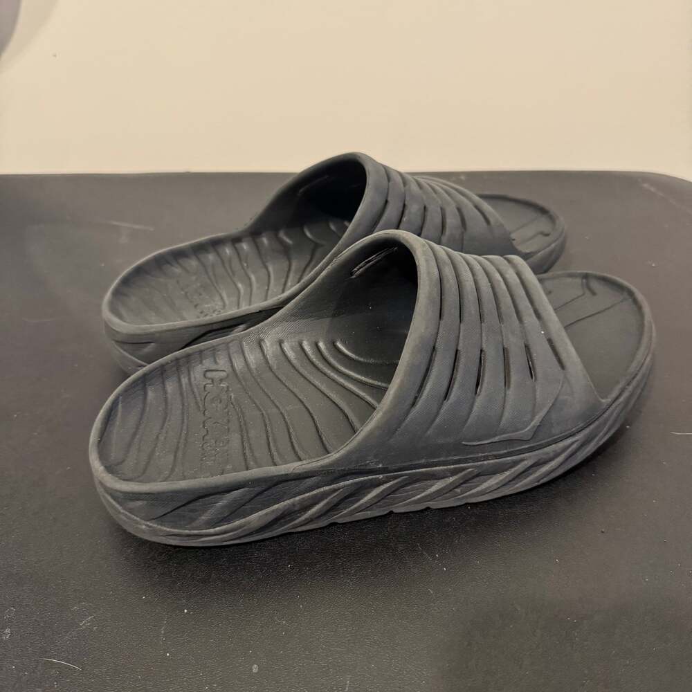 Hoka One One Ora Recovery Slides Mens Size 8 Black Slip On Comfort Sandals